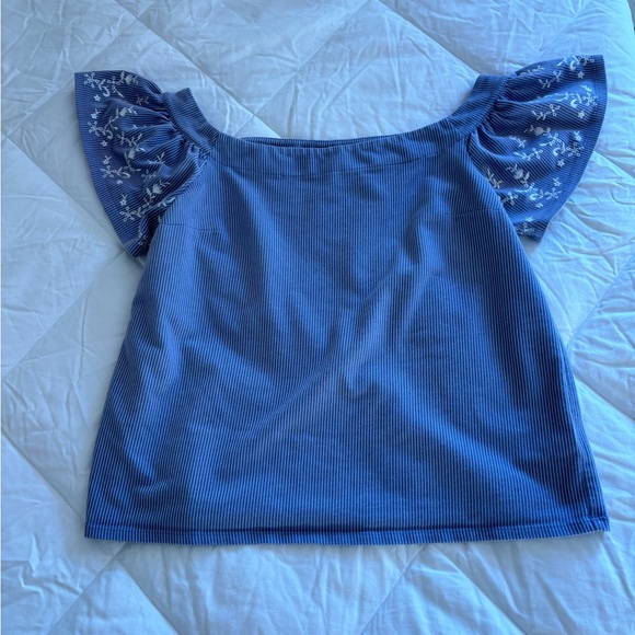 Express Tops - Express off shoulder embroidered top